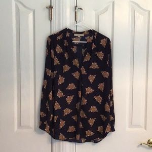 Navy BoHo Style LOFT Blouse